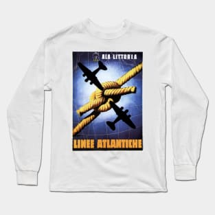 ALA LITTORIA Atlantic Lines Art Deco Vintage Italian Airline Travel Long Sleeve T-Shirt